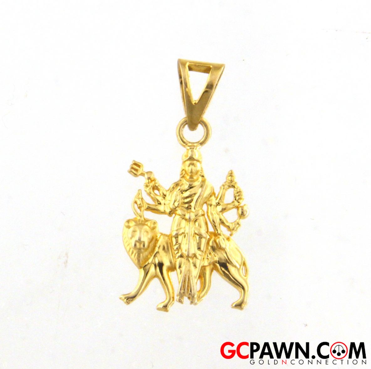 Hindu Goddess Durga Unisex Charm 14kt Yellow Gold-img-0