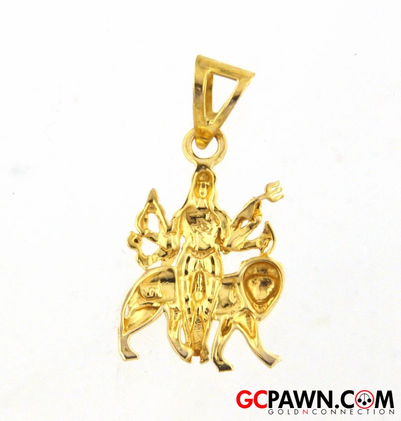 Hindu Goddess Durga Unisex Charm 14kt Yellow Gold-img-2