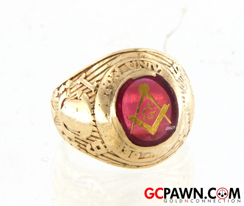 Cubic Zirconia Men's Class ring 10kt Yellow Gold-img-0