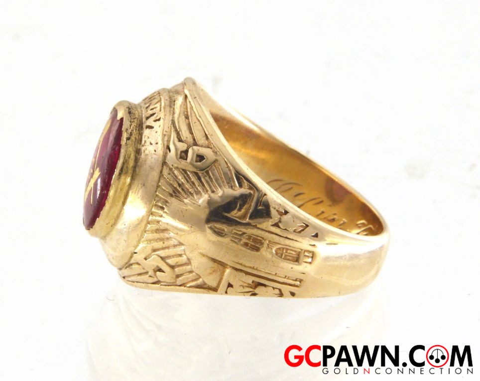 Cubic Zirconia Men's Class ring 10kt Yellow Gold-img-4