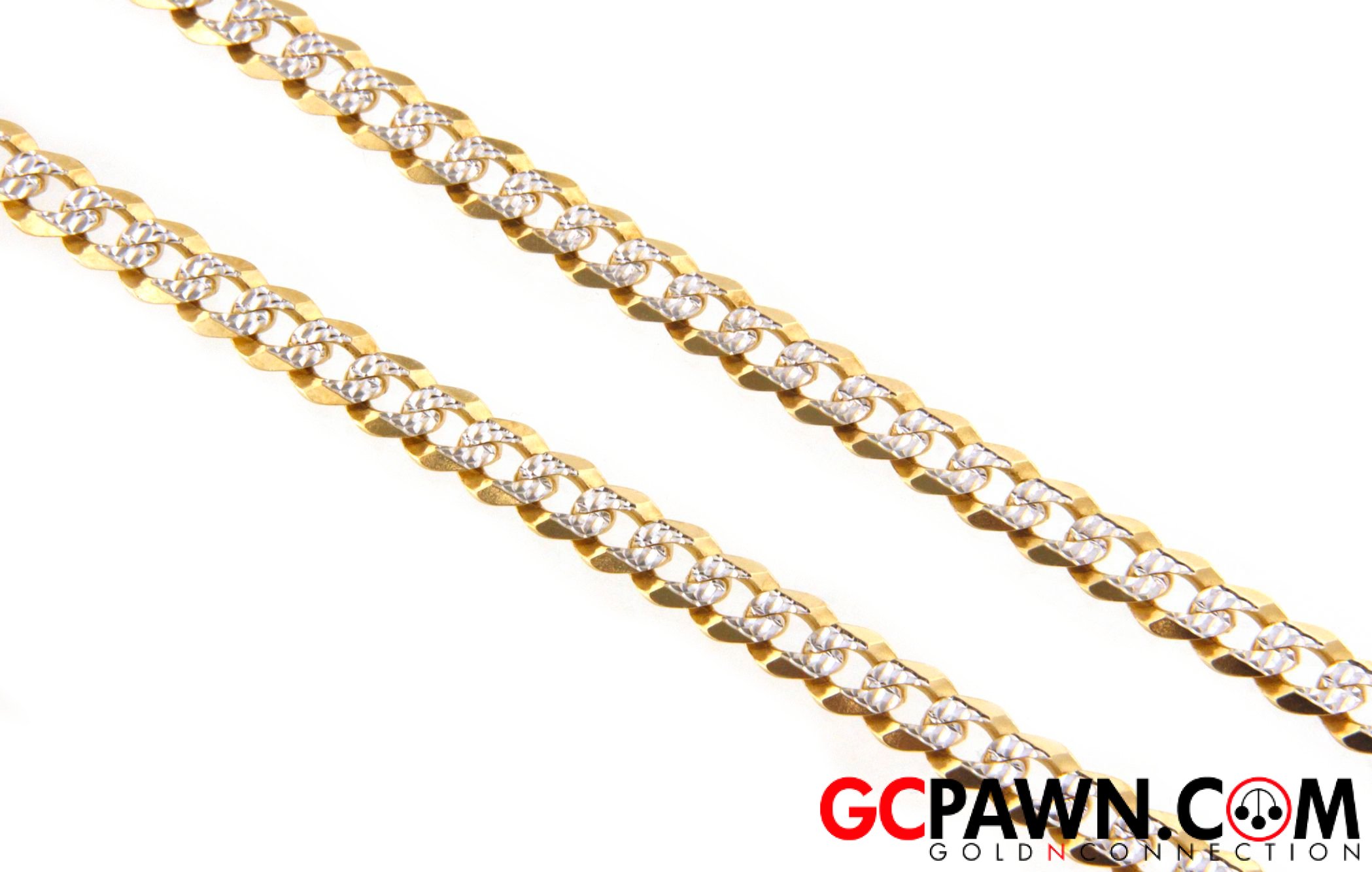 6mm Unisex Chain 14kt Yellow and White Gold-img-0