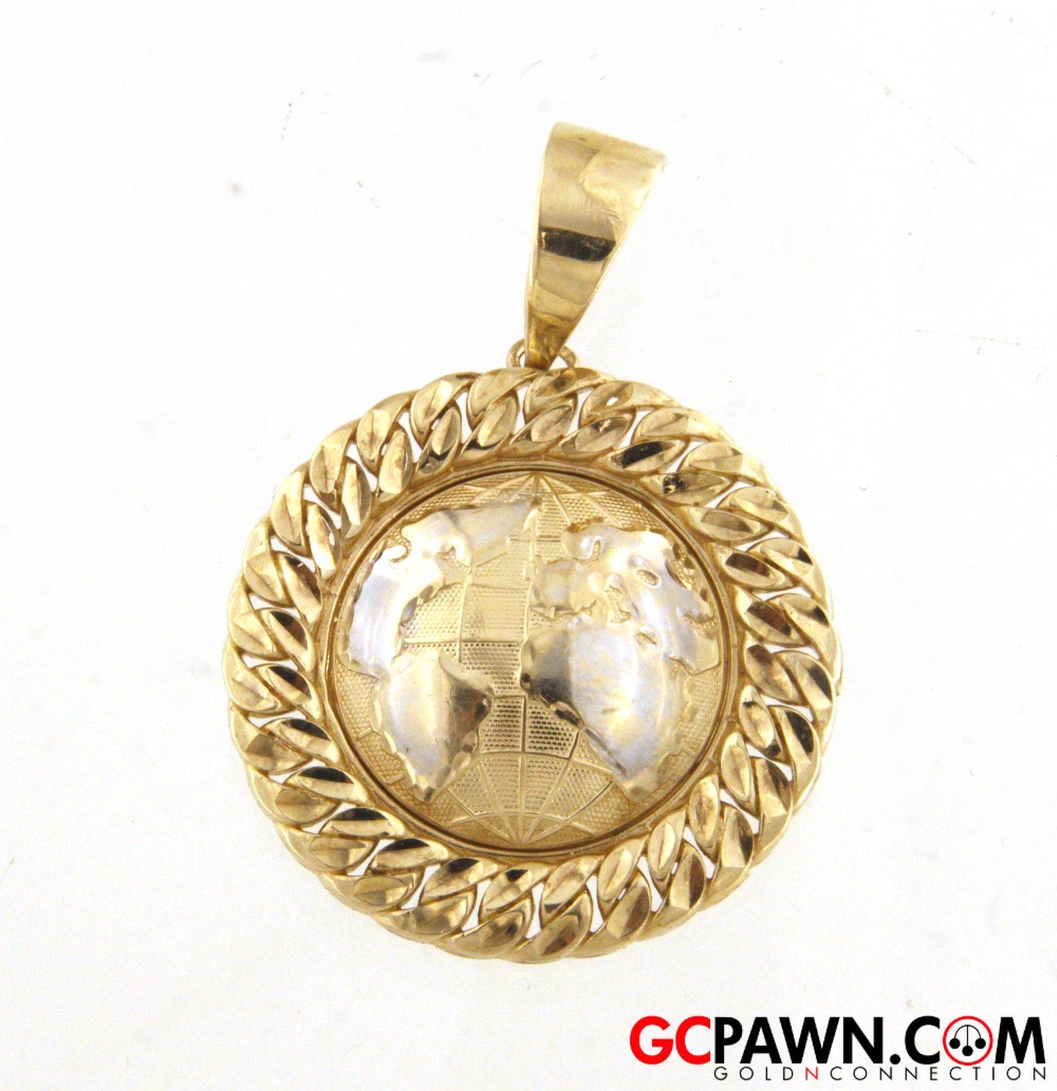 Globe Unisex Charm 10kt Yellow and White Gold-img-0