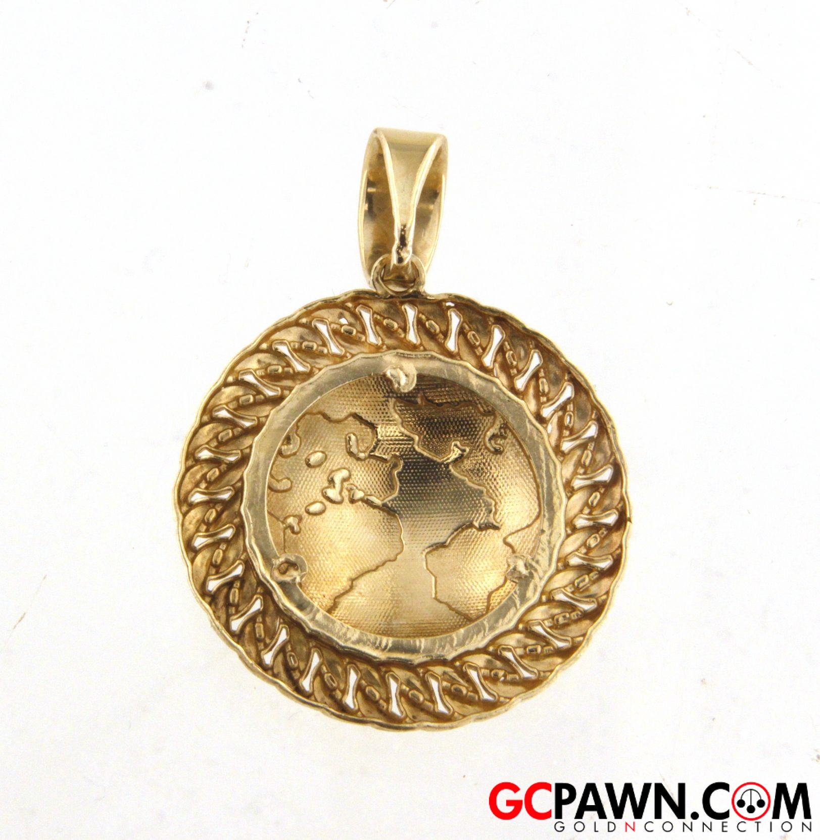 Globe Unisex Charm 10kt Yellow and White Gold-img-1
