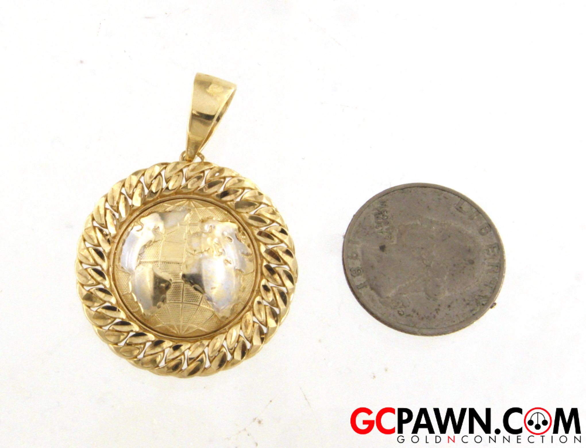 Globe Unisex Charm 10kt Yellow and White Gold-img-2