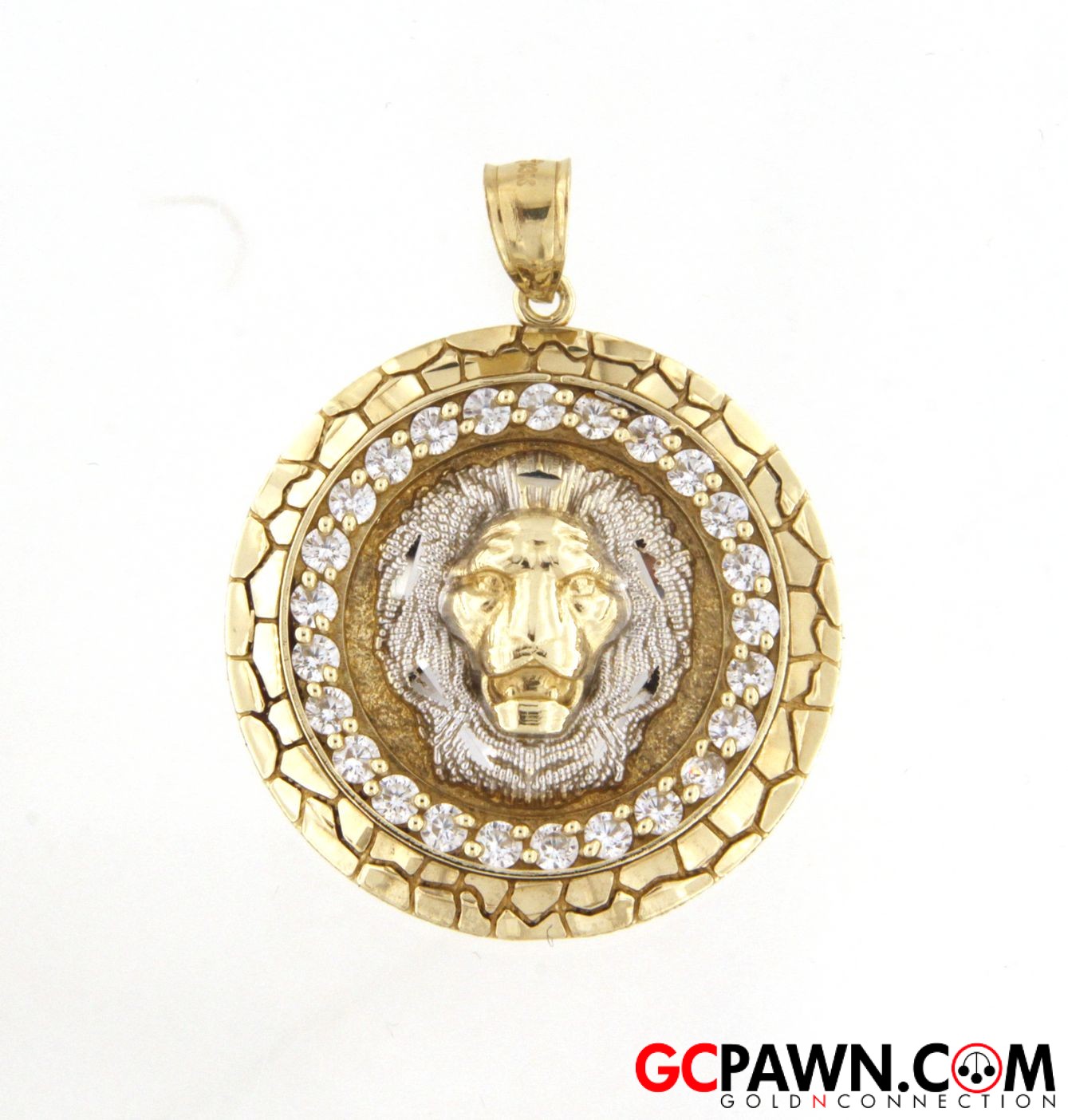 Lion Unisex Charm 10kt Yellow and White Gold-img-0