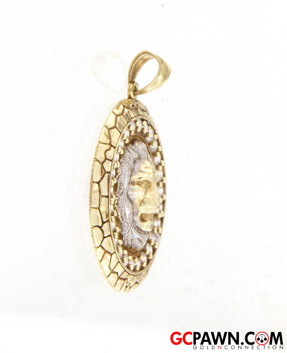 Lion Unisex Charm 10kt Yellow and White Gold-img-2