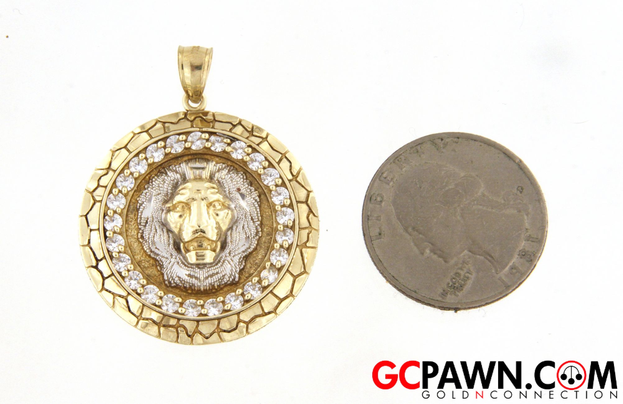 Lion Unisex Charm 10kt Yellow and White Gold-img-3