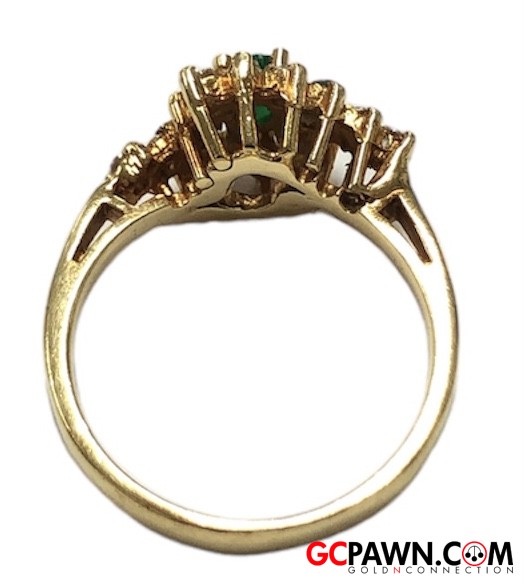 Emerald Women's Cluster ring 18kt Yellow Gold-img-2