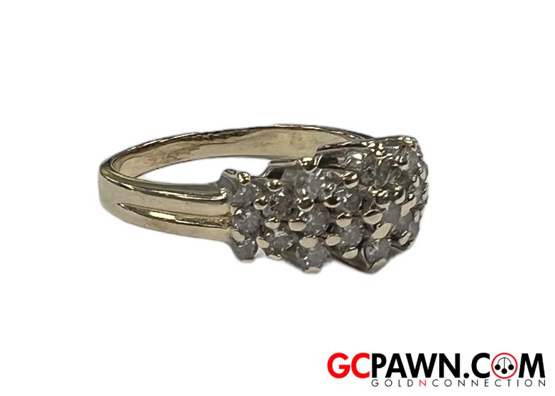 9 1/2" Women's Cluster ring 14kt Yellow and White Gold-img-3