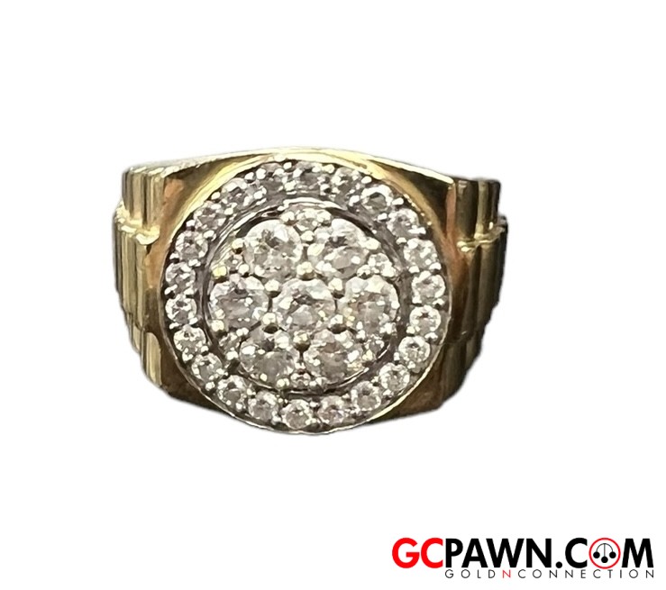 Diamond Men's Cluster ring 14kt Yellow Gold-img-0