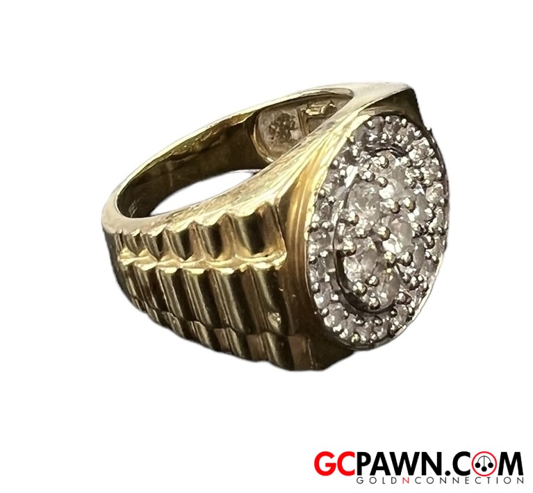 Diamond Men's Cluster ring 14kt Yellow Gold-img-3