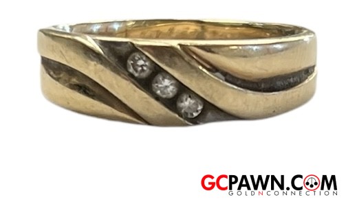 Diamond Men's Wedding band 10kt Yellow Gold-img-0