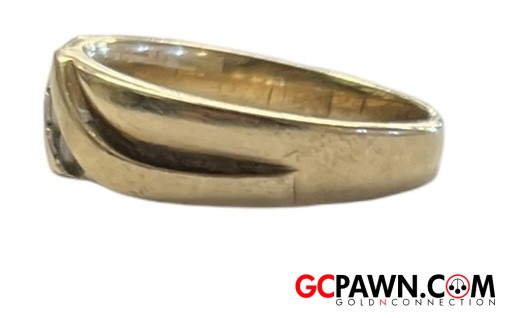 Diamond Men's Wedding band 10kt Yellow Gold-img-3