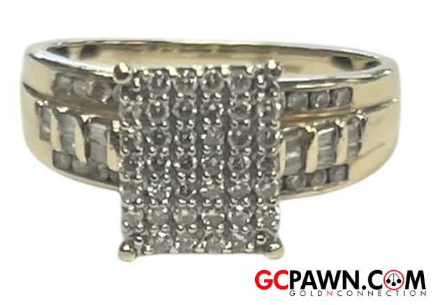 Dadwani Unisex Cluster ring 10kt Yellow Gold-img-0