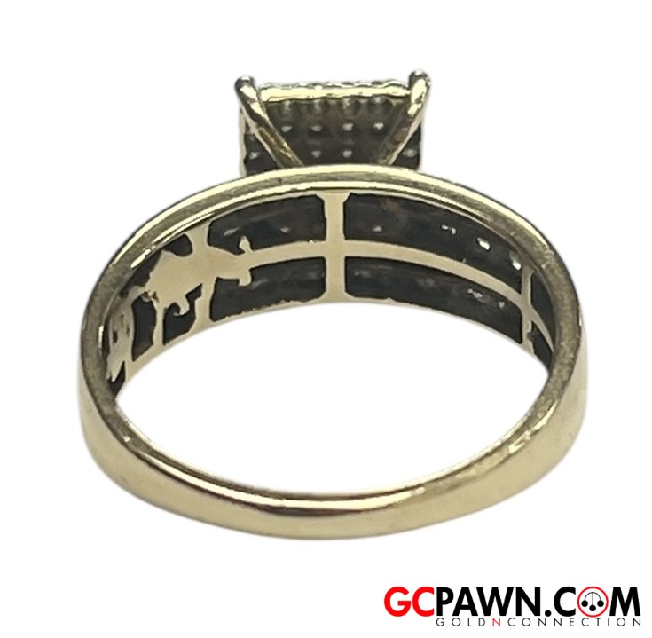 Dadwani Unisex Cluster ring 10kt Yellow Gold-img-2