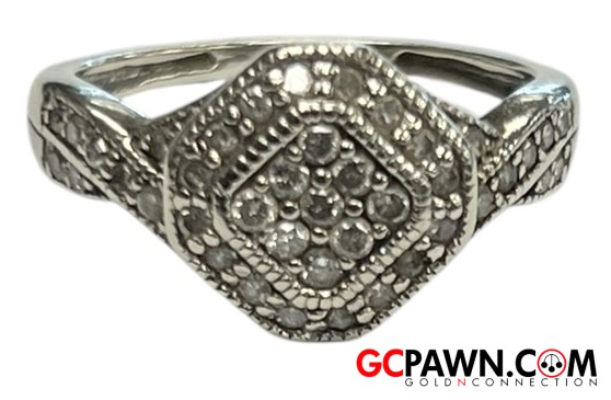 Women's Cluster ring 10kt White Gold-img-0