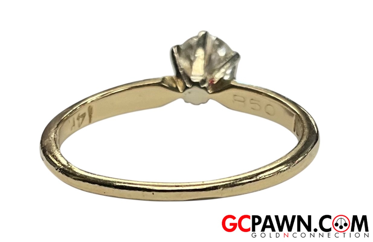 1 Women's Solitaire ring 14kt Yellow Gold-img-2