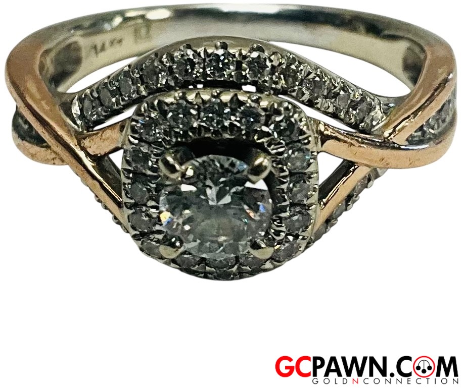.25 Women's Cluster ring 14kt White and Rose Gold-img-0