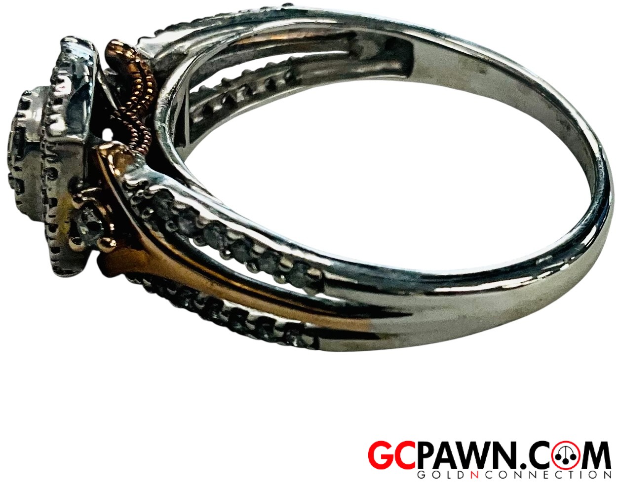Women's Cluster ring 10kt White and Rose Gold-img-1