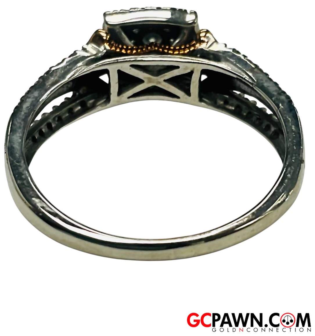 Women's Cluster ring 10kt White and Rose Gold-img-2