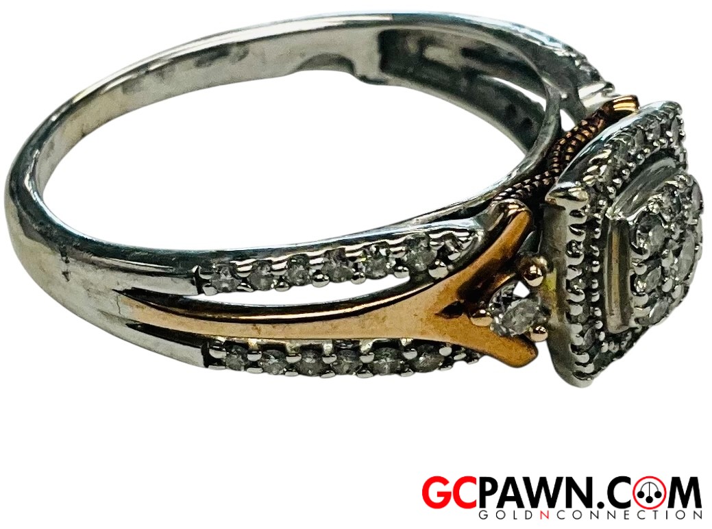 Women's Cluster ring 10kt White and Rose Gold-img-3