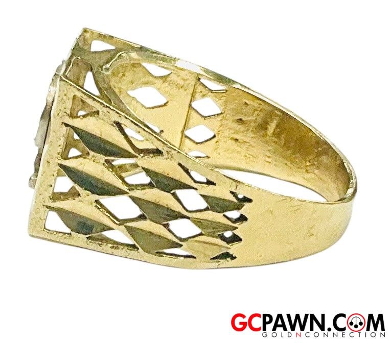 Letter P Unisex Initial ring 10kt Yellow Gold-img-1