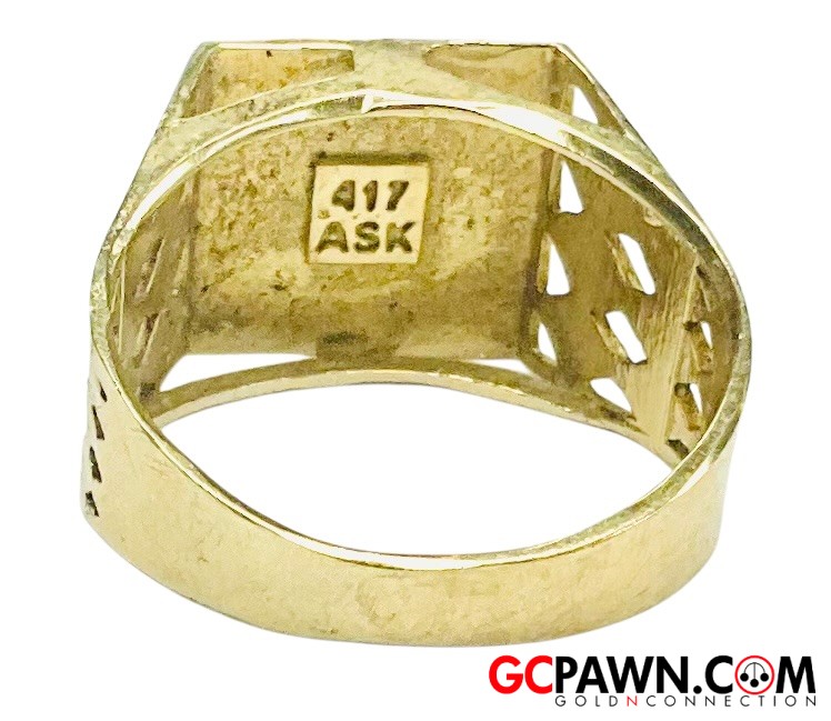 Letter P Unisex Initial ring 10kt Yellow Gold-img-2