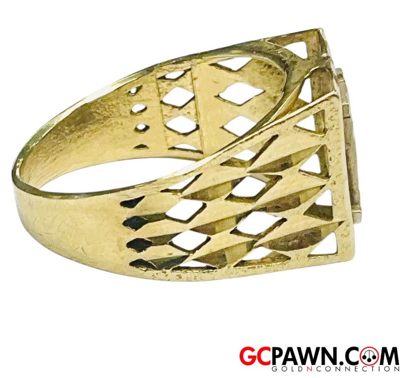 Letter P Unisex Initial ring 10kt Yellow Gold-img-3
