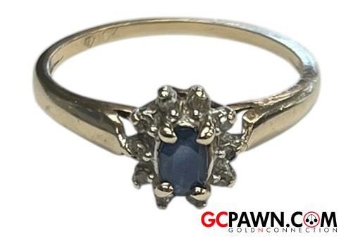 Sapphire Women's Cluster ring 10kt Yellow Gold-img-0