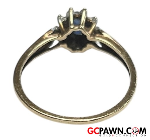Sapphire Women's Cluster ring 10kt Yellow Gold-img-2