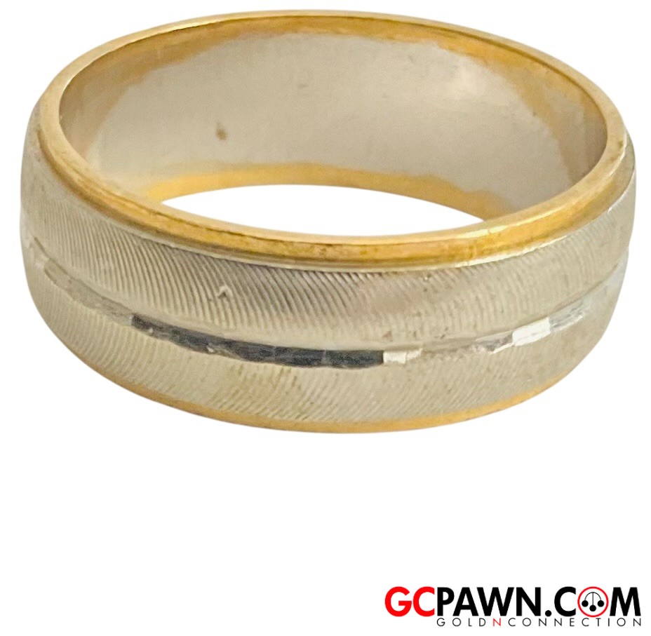 Women's Wedding band 14kt Yellow and White Gold-img-0