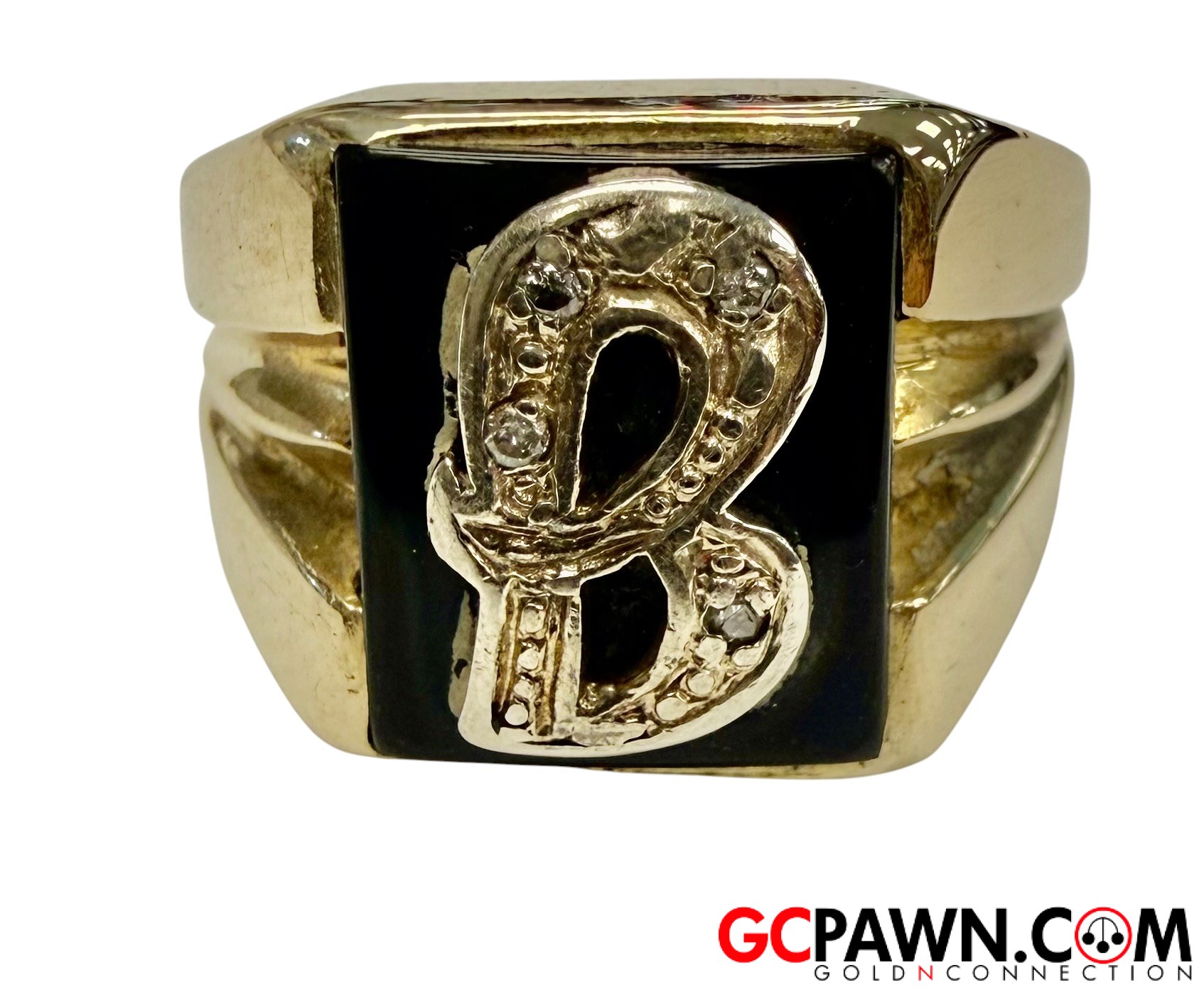 4 Men's Initial ring 14kt Yellow Gold-img-0