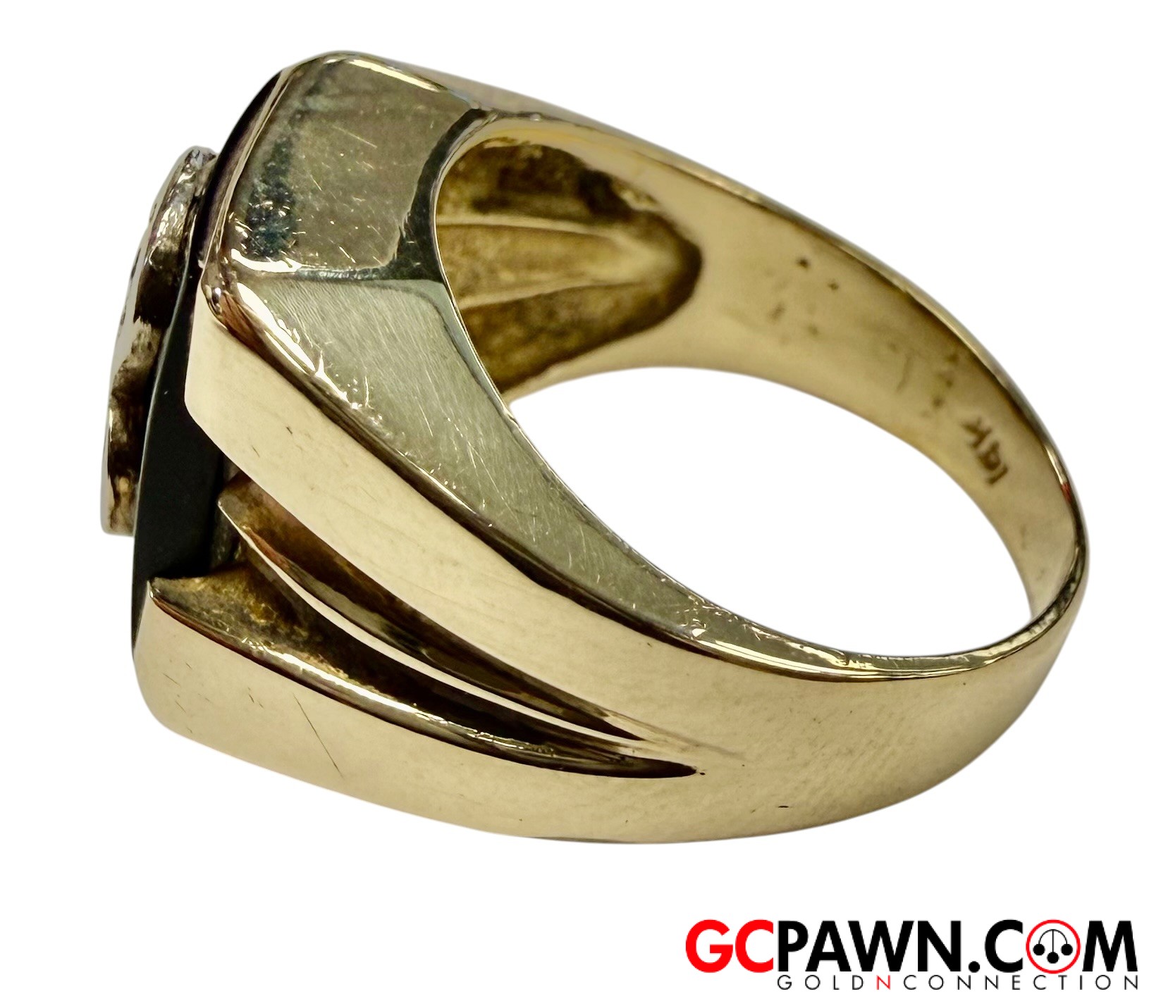 4 Men's Initial ring 14kt Yellow Gold-img-3