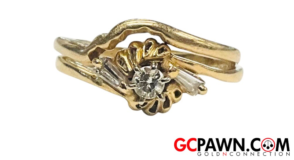 Diamond Unisex Wedding set 14kt Yellow Gold-img-0