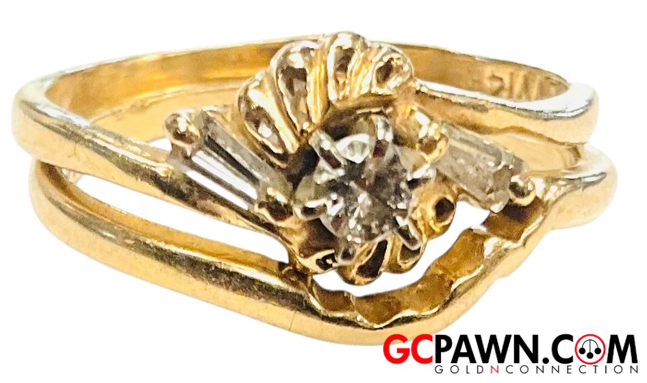Diamond Unisex Wedding set 14kt Yellow Gold-img-2
