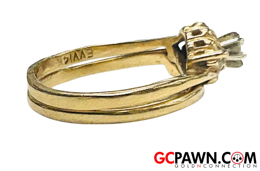 Diamond Unisex Wedding set 14kt Yellow Gold-img-5